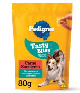 Petisco Pedigree Tasty Bites para Cães Adultos Sabor Carne Suculenta 80g