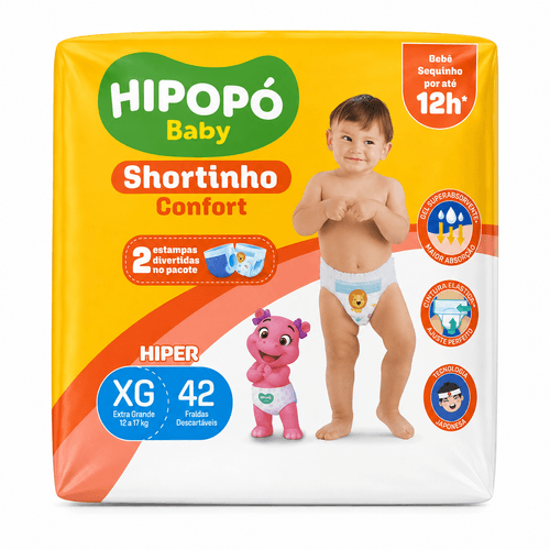 Fralda Hipopó Baby Shortinho Confort Tamanho XG - 42 uni