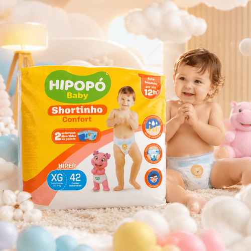 Fralda Hipopó Baby Shortinho Confort Tamanho XG - 42 uni