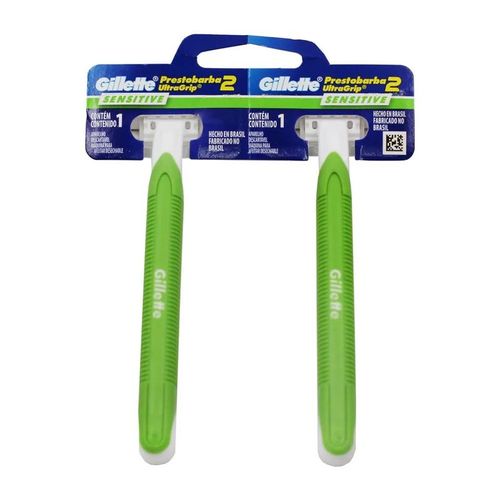 Aparelho de Barbear Masculino Gillette Prestobarba Ultragrip Sensitive 2 Unidades