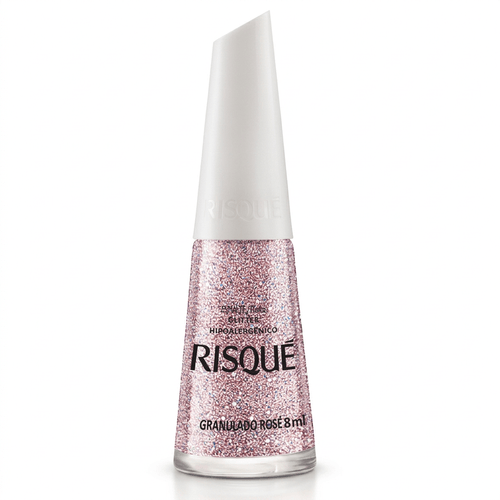 Esmalte Risqué Glitter Cor Granulado Rosé 8ml