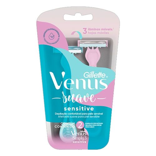 Aparelho de Depilar Feminino Gillette Venus Suave Sensitive 2 Unidades