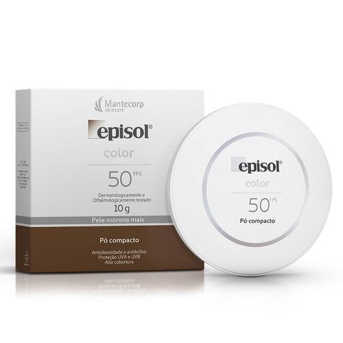 Protetor Solar Episol Color Pó Compacto FPS50 Pele Morena Mais - 10g
