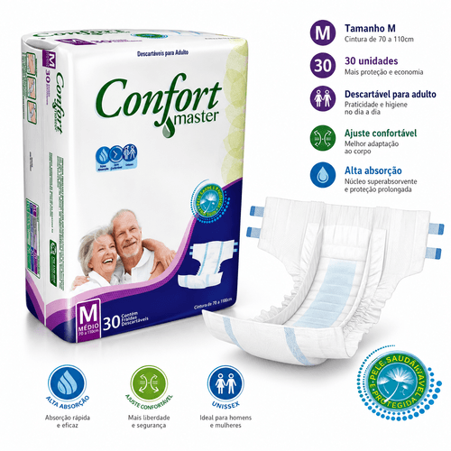 Fralda Geriátrica Confort Master Tamanho M 30 Unidades