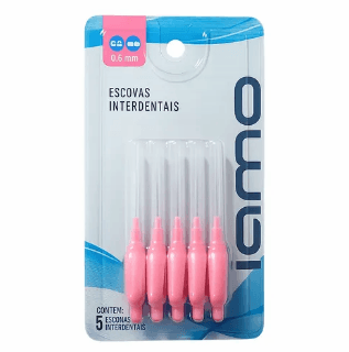 Kit Escova Interdental Cilíndrica com Capa 0,6mm Rosa 5 Unidades