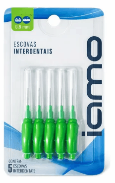 Kit Escova Interdental Cilíndrica com Capa 0,8mm Verde 5 Unidades
