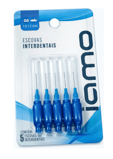 Kit Escova Interdental Cônica com Capa 1.0-1.2mm Azul 5 Unidades