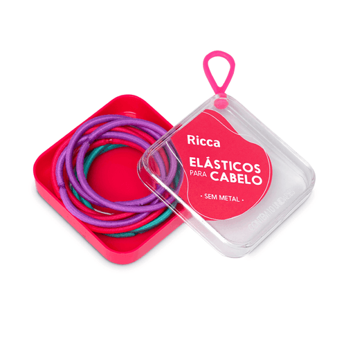 Elástico para Cabelo Ricca Summer com Case 10 Unidades