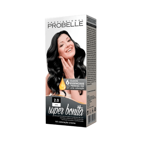 Tintura de Cabelo Probelle Super Bonita Cor 2.0 Preto Natural
