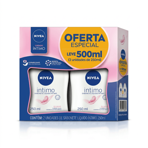 Kit Sabonete Líquido Íntimo Nivea Suave Extrato de Camomila 250ml 2 Unidades