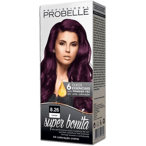 Tintura de Cabelo Probelle Super Bonita Cor 8.26 Marsala 50g