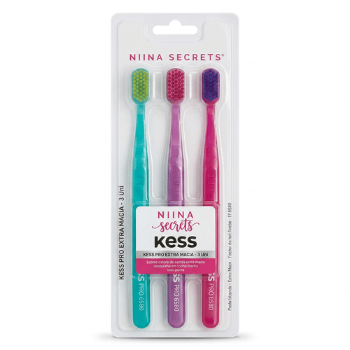 Escova Dental Kess Pro Cerdas Extra Macias 3 Unidades