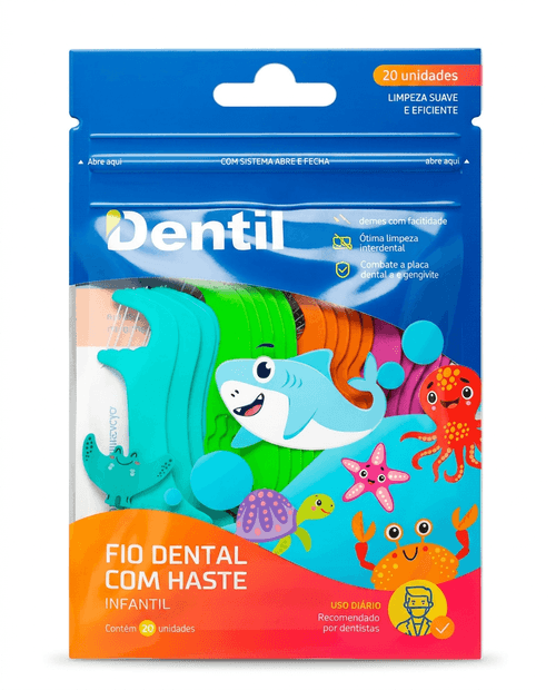 Fio Dental com Haste Infantil Dentil Pro Kids 20 Unidades