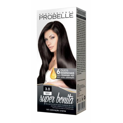 Tintura de Cabelo Probelle Super Bonita Cor 3.0 Castanho Escuro 50g