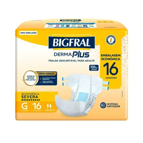 Fralda Geriátrica Bigfral Derma Plus Tamanho G - 16 Uni