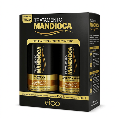 Kit Eico Mandioca Shampoo 450ml + Condicionador 400ml