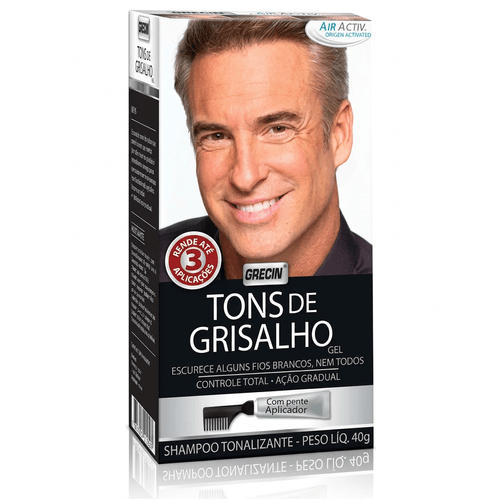 Shampoo Tonalizante Masculino Grecin Cor Tons de Grisalhos 40g