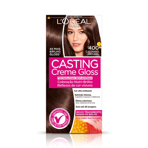Tintura de Cabelo Casting Creme Gloss Cor 400 Castanho Natural 1 Unidade