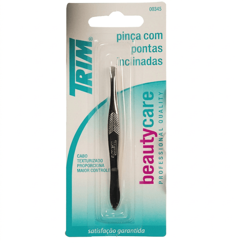 Pinça Ponta Inclinada Trim Cor Prata e Preto 1 Unidade