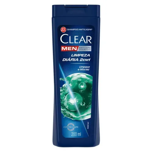 Shampoo Anticaspa Masculino Clear Men Limpeza Diária 2 em 1 200ml