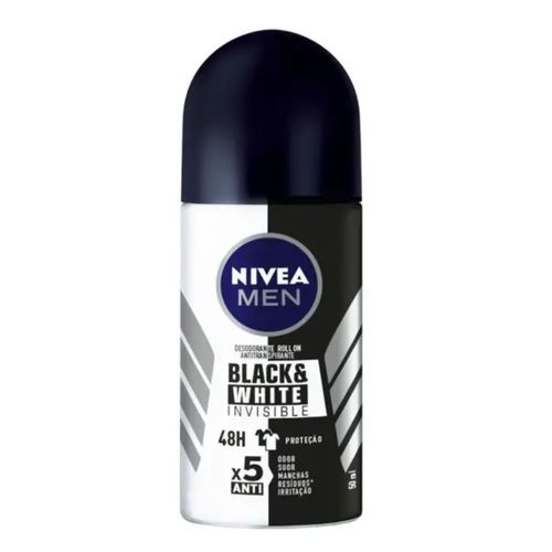 Desodorante Roll-On Masculino Nivea Black & White Invisible Original 50ml