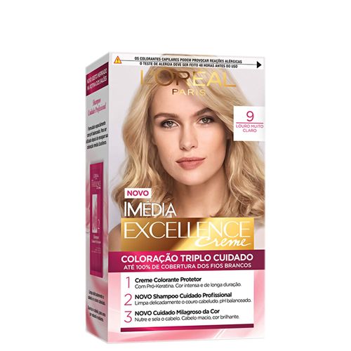Tintura de Cabelo L'Oréal Imédia Excellence Cor 9 Louro Muito Claro 1 Unidade