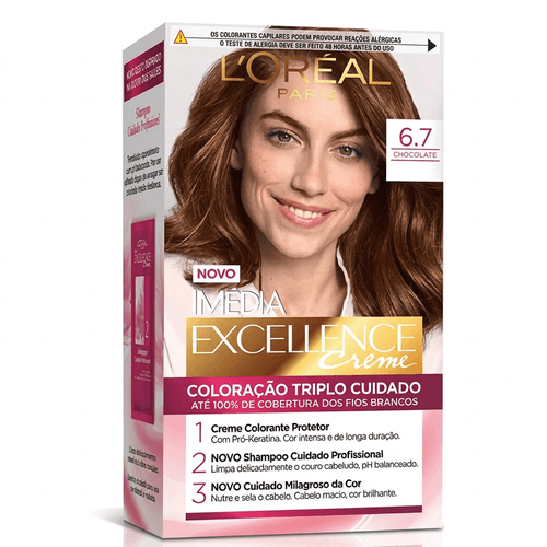 Tintura de Cabelo L'Oréal Excellence Imédia Cor 6.7 Chocolate Puro 1 Unidade
