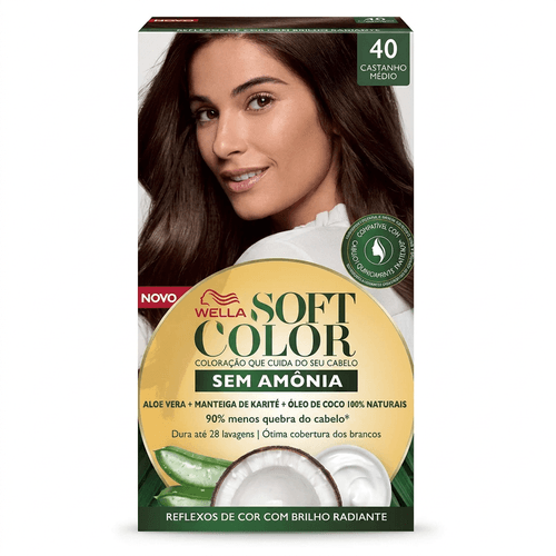 Tintura de Cabelo Wella Soft Color Cor 40 Castanho Médio 1 Unidade