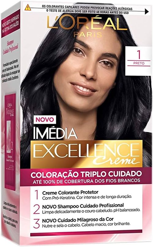 Tintura de Cabelo L'Oréal Imédia Excellence Cor 1 Preto 1 Unidade
