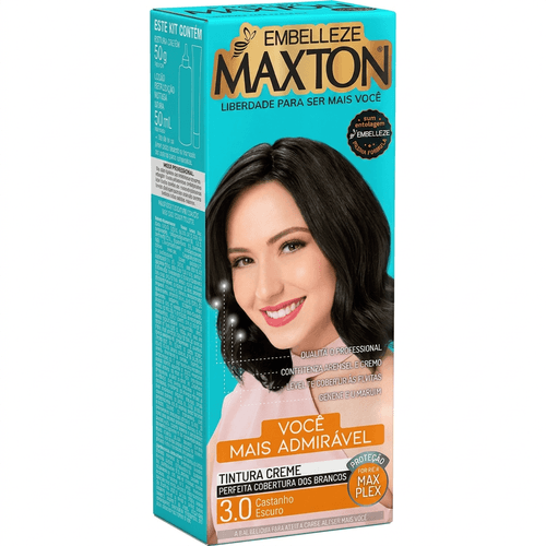 Tintura de Cabelo Maxton Cor 3.0 Castanho Escuro 50g