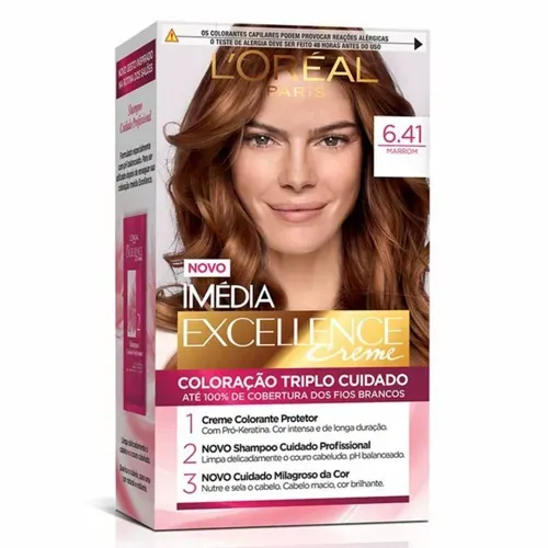 Tintura de Cabelo L'Oréal Excellence Imédia Cor 6.41 Marrom 1 Unidade