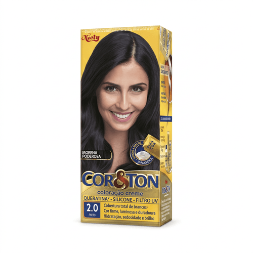 Tintura de Cabelo Cor & Ton Cor 2.0 Preto 1 Unidade