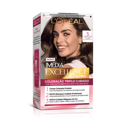 Tintura de Cabelo L'Oréal Excellence Imédia Cor 5 Castanho Claro 1 Unidade
