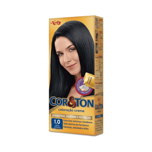 Tintura de Cabelo Niely Cor&Ton Cor 1.0 Preto Azulado 135g