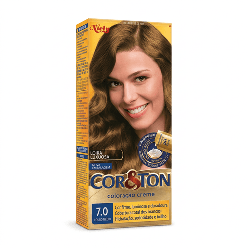 Tintura de Cabelo Niely Cor&Ton Cor 7.0 Louro Médio 1 Unidade