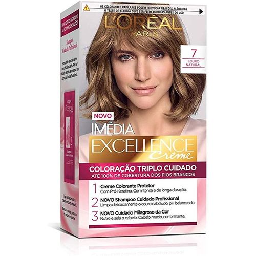 Tintura de Cabelo L'Oréal Excellence Imédia Cor 7 Louro Natural 1 Unidade