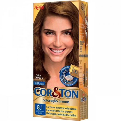 Tintura de Cabelo Niely Cor&Ton Cor 8.1 Louro Cinza Claro 135g