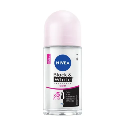 Desodorante Roll-On Feminino Nivea Black & White Invisible Clear 50ml