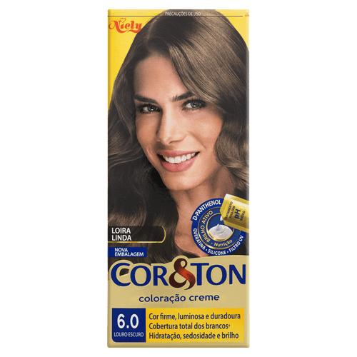 Tintura de Cabelo Niely Cor&Ton Cor 6.0 Louro Escuro 1 Unidade