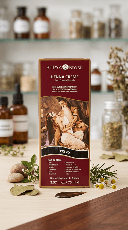 Tintura de Cabelo Surya Brasil Henna Creme Cor Preto 70ml