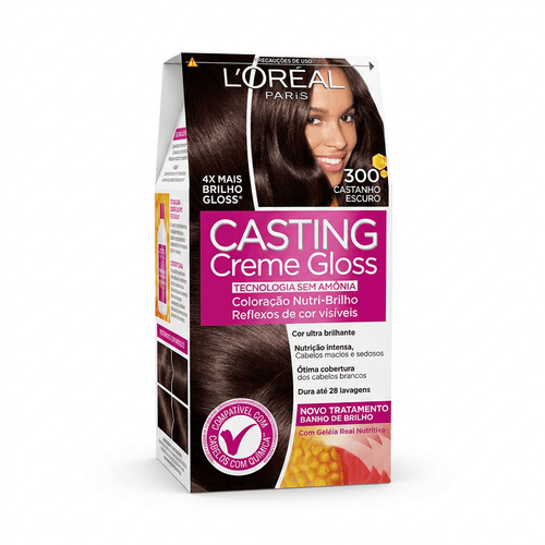 Tintura de Cabelo Casting Creme Gloss Cor 300 Castanho Escuro 1 Unidade