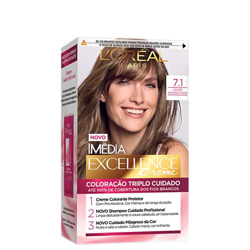 Tintura de Cabelo L'Oréal Excellence Imédia Cor 7.1 Louro Acinzentado 1 Unidade