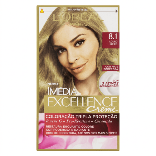 Tintura de Cabelo L'Oréal Imédia Excellence Cor 8.1 Louro Sueco 1 Unidade