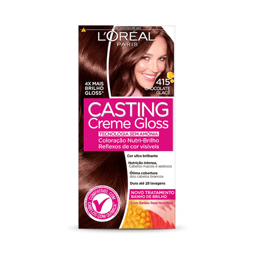 Tintura de Cabelo L'Oréal Casting Creme Gloss Cor 415 Chocolate Glacé 246g