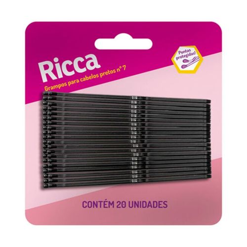 Grampos para Cabelo Ricca Cor Preto N°7 20 Unidades
