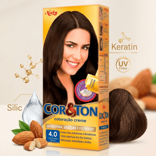 Tintura de Cabelo Cor&Ton Cor 4.0 Castanho Médio 1 Unidade