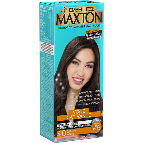 Tintura de Cabelo Maxton Cor 4.0 Castanho Natural 1 Unidade
