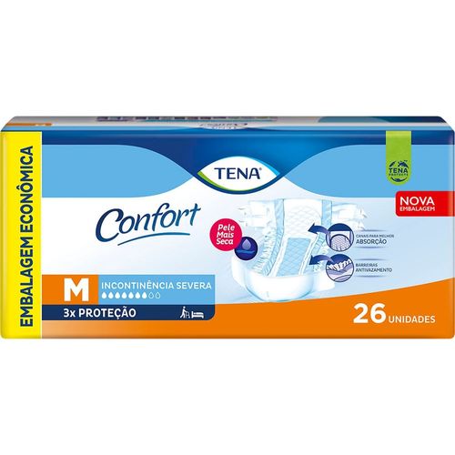 Fralda Geriátrica Tena Confort Tamanho M - 26 Uni