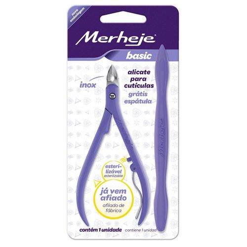 Kit Alicate e Espátula para Cutícula Merheje Basic Cor Lilás