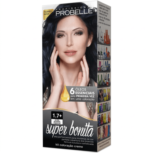 Tintura de Cabelo Probelle Super Bonita Cor 1.7+ Preto Azulado